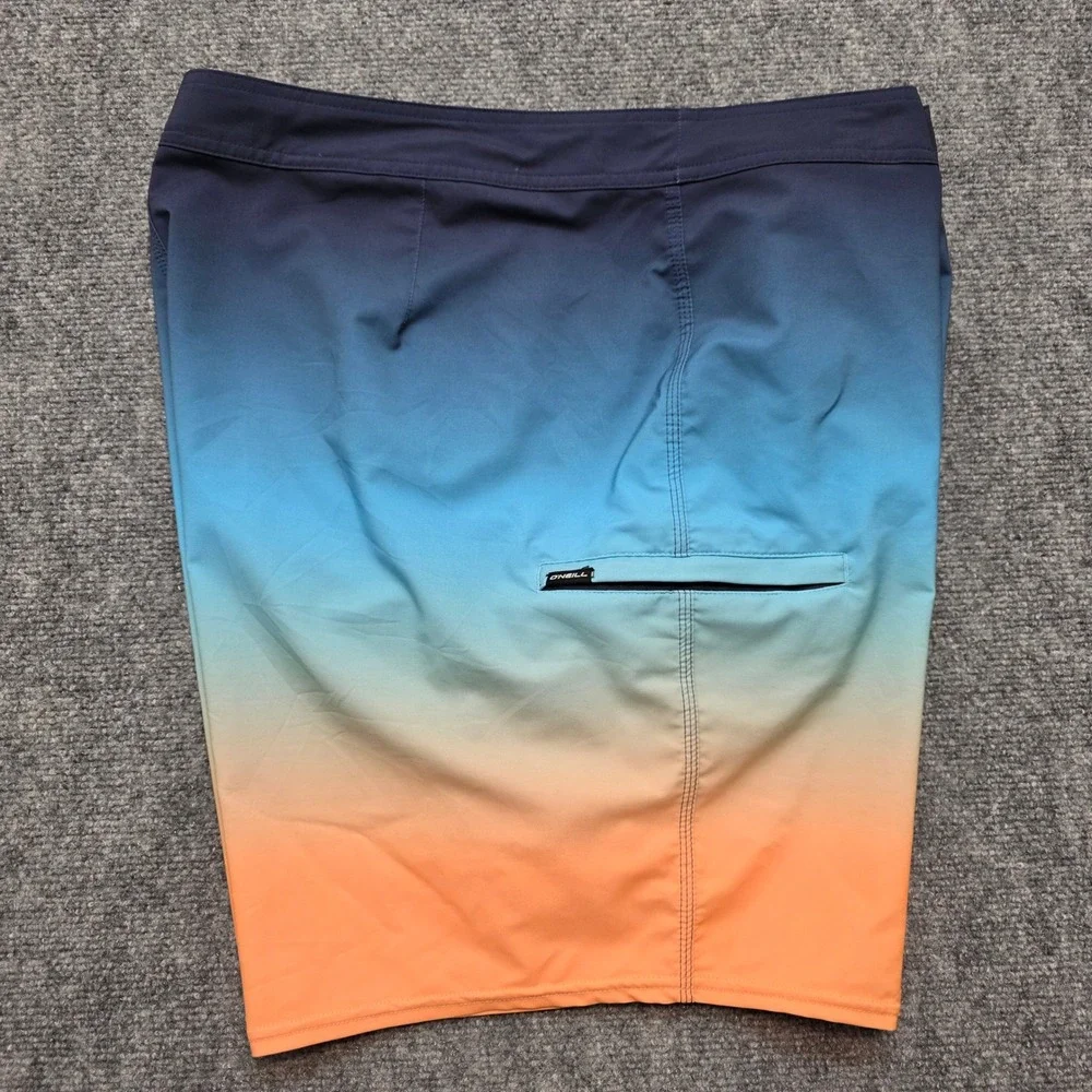 O'Neill Hyperfreak Mens Board Shorts Size 42 Blue Orange Ombre Hyperdry Stretch